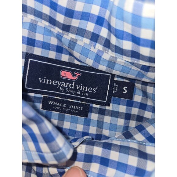 Vineyard Vines Blue Gingham Whale Shirt Small - Picture 5 of 7